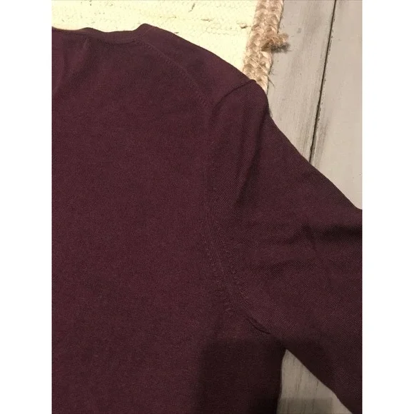 Banana Republic Luxury Burgundy Vneck Silk Cashmere Blend Pullover Sweater Sz L - Picture 8 of 8